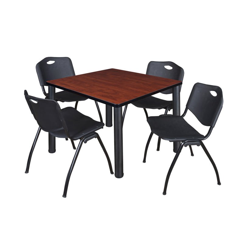 Regency Kee Professional Square Breakroom Table and 4 M Stack Chairs 36" W x 36" D x 29" H (REG - TB3636P - 47) - SchoolOutlet