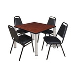 Regency Kee Versatile Breakroom Table and 4 Restaurant Stack Chairs 36
