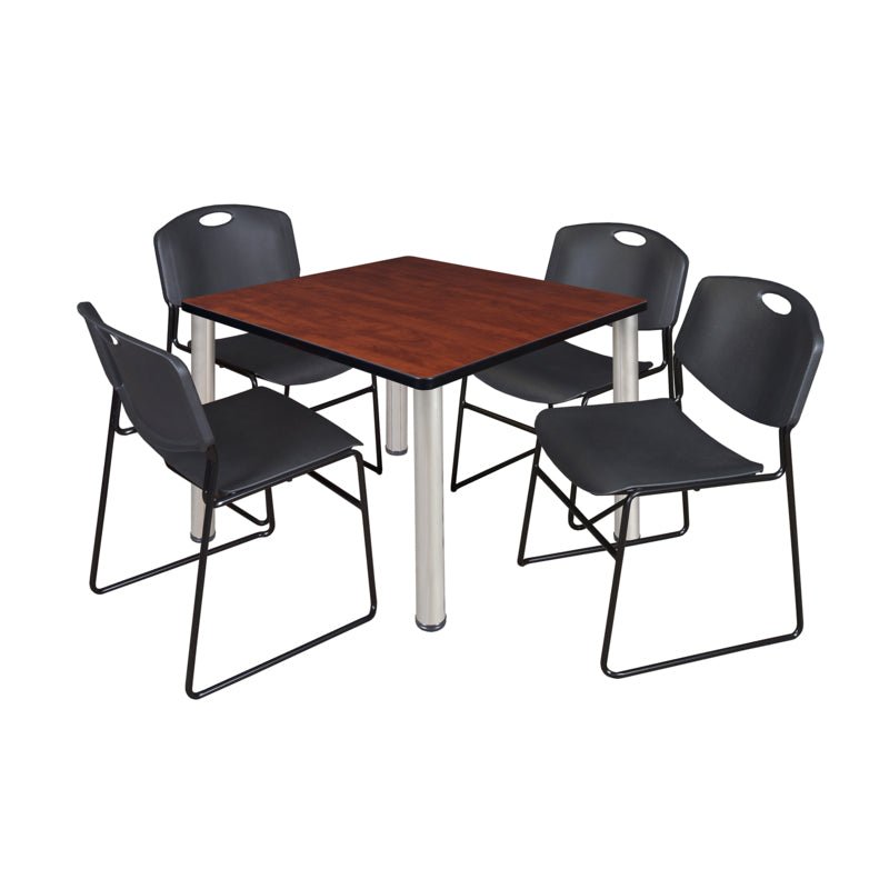 Regency Kee Versatile Breakroom Table and Zeng Stack Chairs 36" W x 36" D x 29" H (REG - TB3636P - 44) - SchoolOutlet