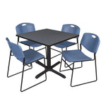 Regency Cain Square X - Base Breakroom Table with 4 Zeng Stack Chairs 36