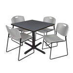Regency Cain Square X - Base Breakroom Table with 4 Zeng Stack Chairs 36