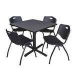 Regency Cain Square X - Base Breakroom Table with 4 M Stack Chairs 36