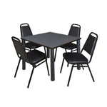 Regency Kee Versatile Breakroom Table and 4 Restaurant Stack Chairs 36