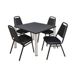 Regency Kee Versatile Breakroom Table and 4 Restaurant Stack Chairs 36