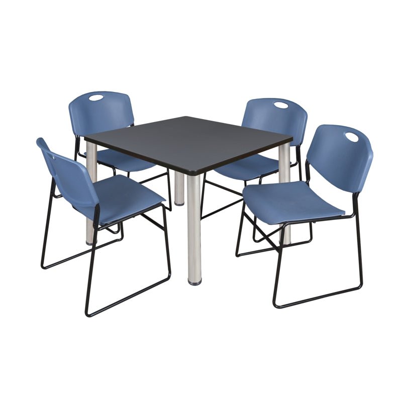 Regency Kee Versatile Breakroom Table and Zeng Stack Chairs 36" W x 36" D x 29" H (REG - TB3636P - 44) - SchoolOutlet