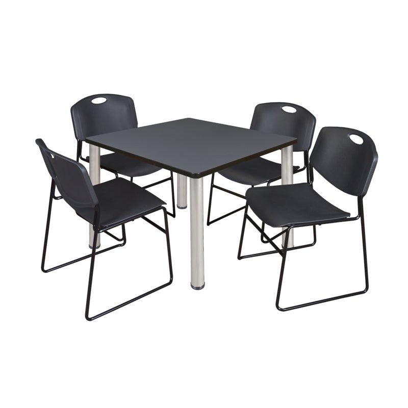 Regency Kee Versatile Breakroom Table and Zeng Stack Chairs 36" W x 36" D x 29" H (REG - TB3636P - 44) - SchoolOutlet