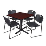Regency Cain Square X - Base Breakroom Table with 4 Zeng Stack Chairs 36