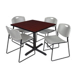 Regency Cain Square X - Base Breakroom Table with 4 Zeng Stack Chairs 36