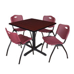 Regency Cain Square X - Base Breakroom Table with 4 M Stack Chairs 36