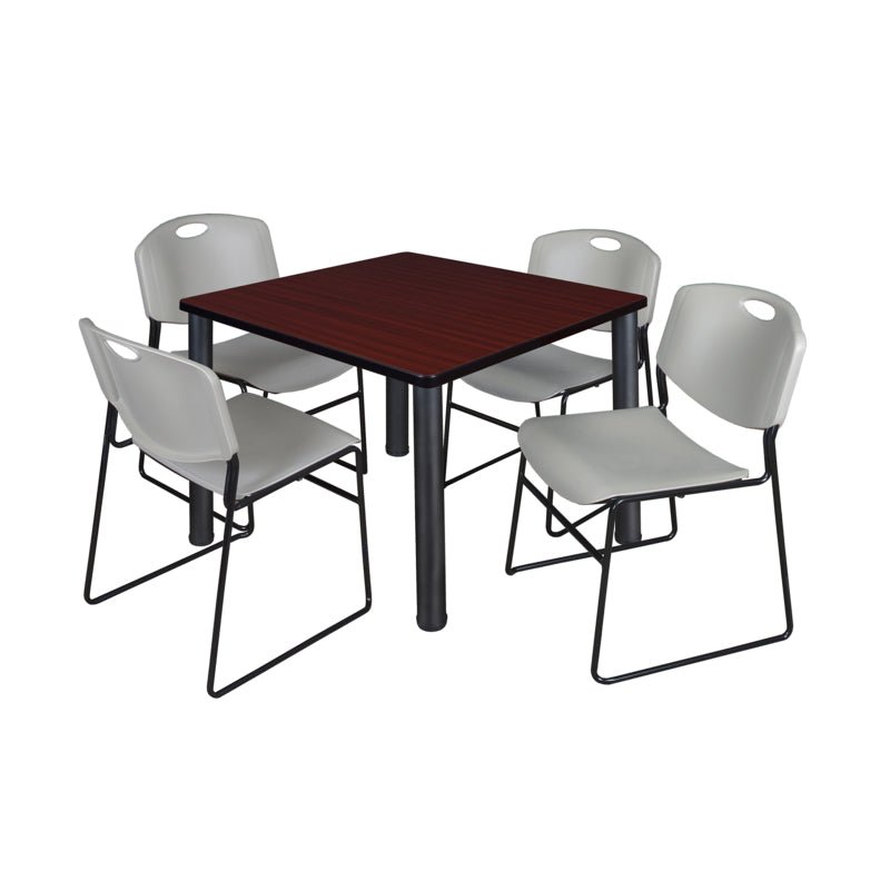 Regency Kee Versatile Breakroom Table and Zeng Stack Chairs 36" W x 36" D x 29" H (REG - TB3636P - 44) - SchoolOutlet