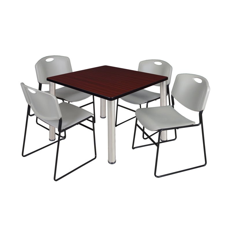 Regency Kee Versatile Breakroom Table and Zeng Stack Chairs 36" W x 36" D x 29" H (REG - TB3636P - 44) - SchoolOutlet