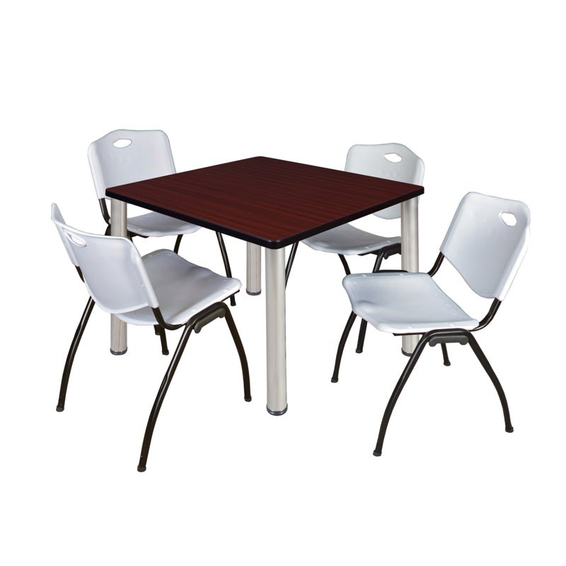 Regency Kee Professional Square Breakroom Table and 4 M Stack Chairs 36" W x 36" D x 29" H (REG - TB3636P - 47) - SchoolOutlet