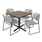 Regency Cain Square X - Base Breakroom Table with 4 Zeng Stack Chairs 36