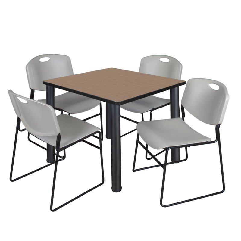 Regency Kee Versatile Breakroom Table and Zeng Stack Chairs 36" W x 36" D x 29" H (REG - TB3636P - 44) - SchoolOutlet