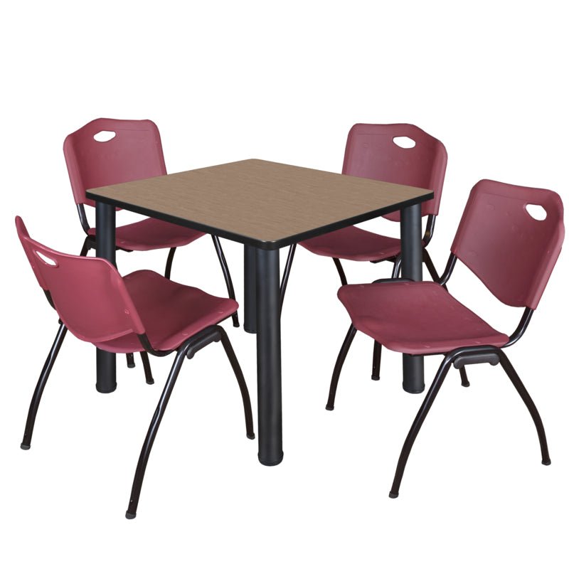 Regency Kee Professional Square Breakroom Table and 4 M Stack Chairs 36" W x 36" D x 29" H (REG - TB3636P - 47) - SchoolOutlet