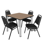 Regency Kee Versatile Breakroom Table and 4 Restaurant Stack Chairs 36