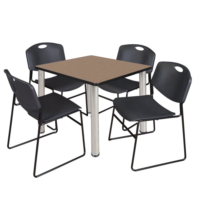 Regency Kee Versatile Breakroom Table and Zeng Stack Chairs 36" W x 36" D x 29" H (REG - TB3636P - 44) - SchoolOutlet