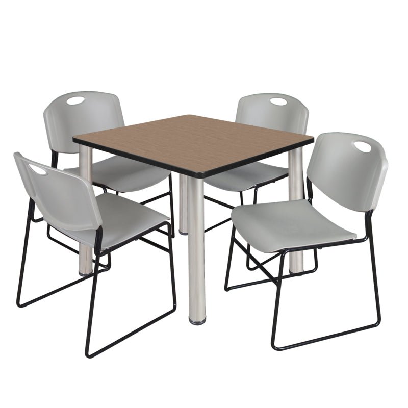 Regency Kee Versatile Breakroom Table and Zeng Stack Chairs 36" W x 36" D x 29" H (REG - TB3636P - 44) - SchoolOutlet