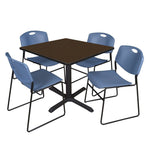 Regency Cain Square X - Base Breakroom Table with 4 Zeng Stack Chairs 36