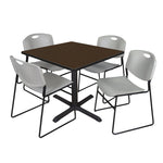 Regency Cain Square X - Base Breakroom Table with 4 Zeng Stack Chairs 36