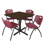 Regency Cain Square X - Base Breakroom Table with 4 M Stack Chairs 36