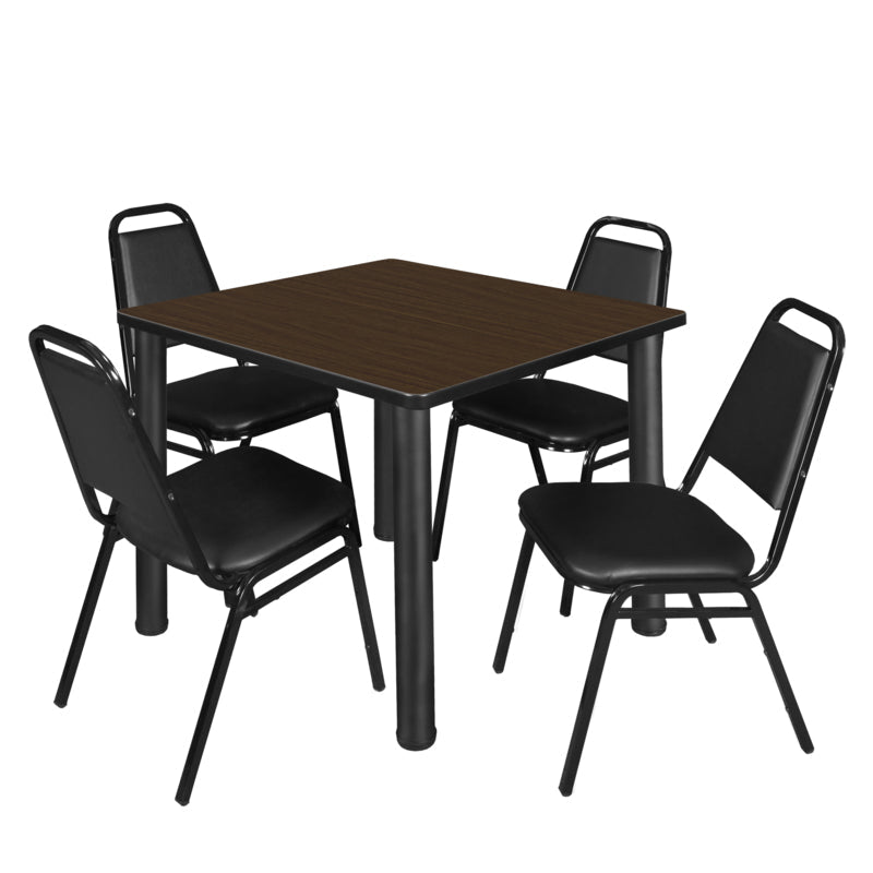 Regency Kee Versatile Breakroom Table and 4 Restaurant Stack Chairs 36" W x 36" D x 29" H (REG - TB3636P - 29) - SchoolOutlet