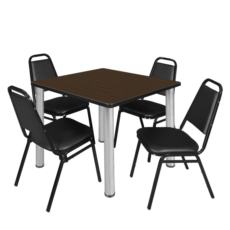 Regency Kee Versatile Breakroom Table and 4 Restaurant Stack Chairs 36" W x 36" D x 29" H (REG - TB3636P - 29) - SchoolOutlet