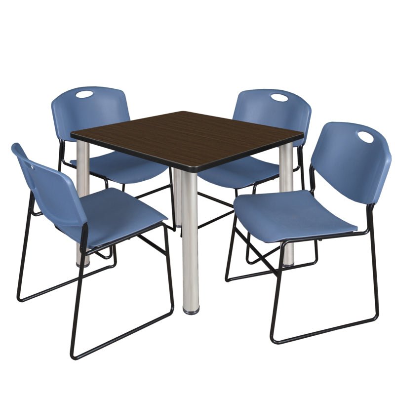 Regency Kee Versatile Breakroom Table and Zeng Stack Chairs 36" W x 36" D x 29" H (REG - TB3636P - 44) - SchoolOutlet