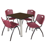 Regency Kee Professional Square Breakroom Table and 4 M Stack Chairs 36