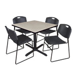 Regency Cain Square X - Base Breakroom Table with 4 Zeng Stack Chairs 36