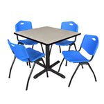 Regency Cain Square X - Base Breakroom Table with 4 M Stack Chairs 36
