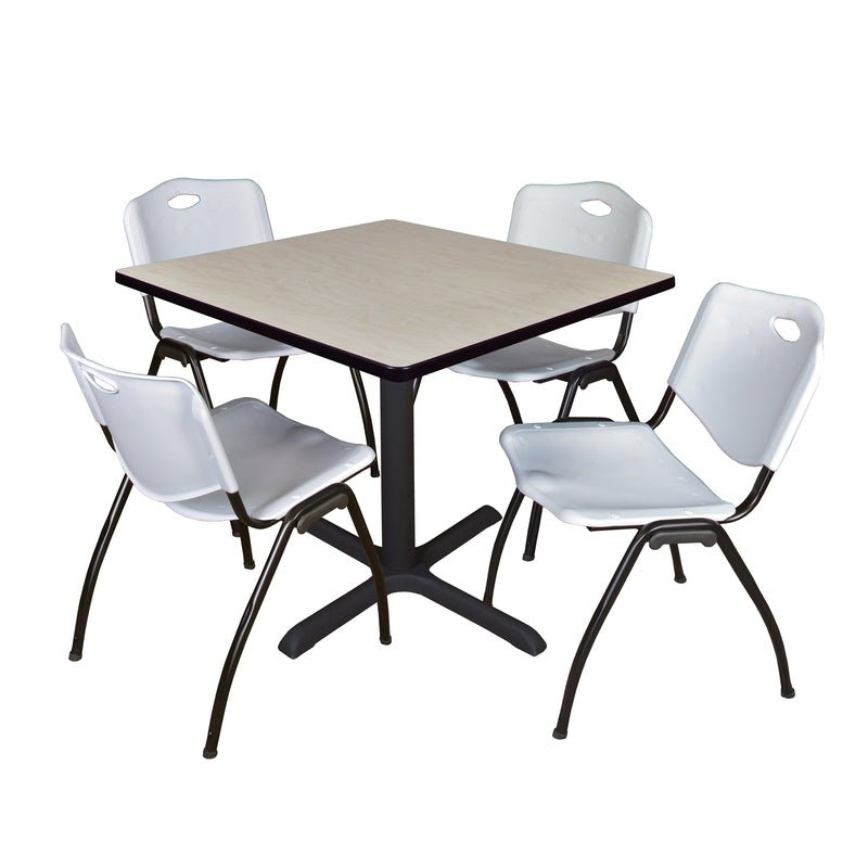 Regency Cain Square X - Base Breakroom Table with 4 M Stack Chairs 36" W x 36" D x 29" H (REG - TB3636 - 47) - SchoolOutlet