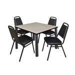 Regency Kee Versatile Breakroom Table and 4 Restaurant Stack Chairs 36