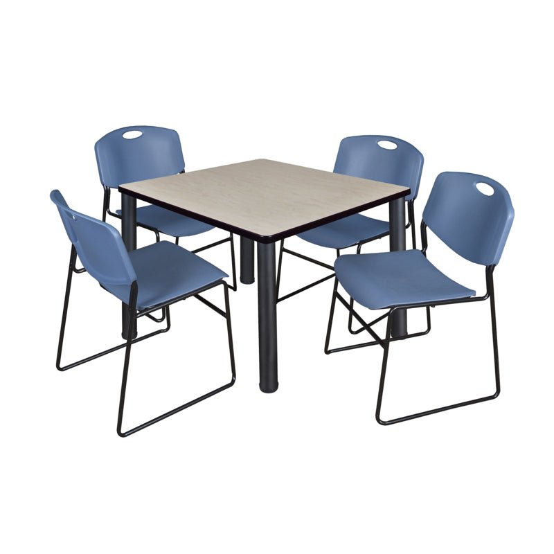 Regency Kee Versatile Breakroom Table and Zeng Stack Chairs 36" W x 36" D x 29" H (REG - TB3636P - 44) - SchoolOutlet