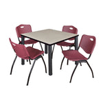 Regency Kee Professional Square Breakroom Table and 4 M Stack Chairs 36
