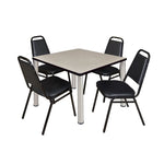 Regency Kee Versatile Breakroom Table and 4 Restaurant Stack Chairs 36