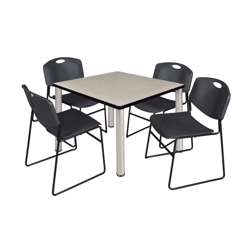 Regency Kee Versatile Breakroom Table and Zeng Stack Chairs 36" W x 36" D x 29" H (REG - TB3636P - 44) - SchoolOutlet