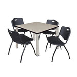 Regency Kee Professional Square Breakroom Table and 4 M Stack Chairs 36