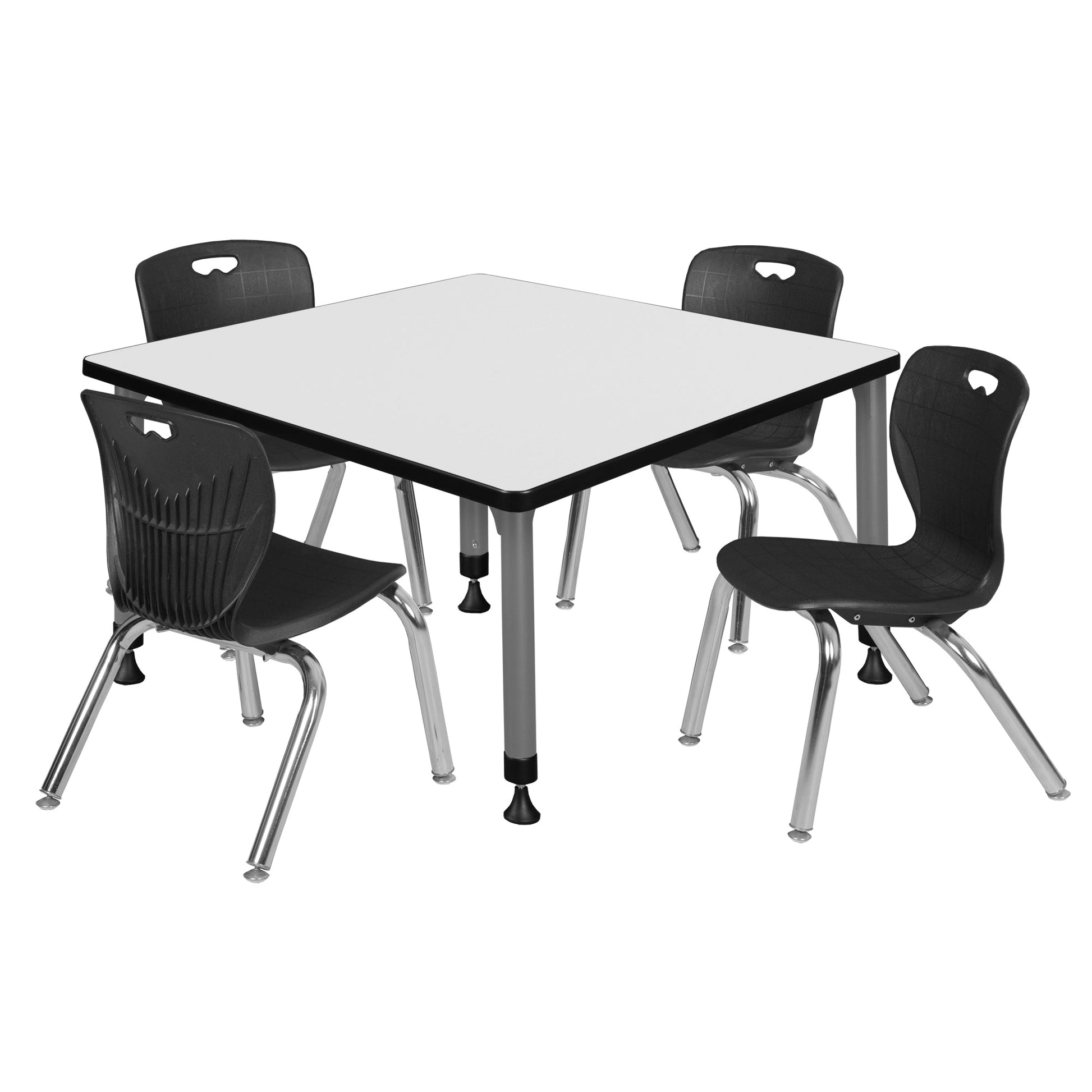 Regency Kee 36 in. Square Adjustable Classroom Table & 4 Andy 12 in. Stack Chairs - SchoolOutlet