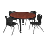 Regency Kee 36 in. Round Adjustable Classroom Table & 4 Andy 12 in. Stack Chairs - SchoolOutlet