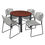 Regency Kee Round Versatile Breakroom Table with 4 Zeng Stack Chairs 36