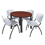 Regency Kee Round Versatile Breakroom Table with 4 M Stack Chairs 36
