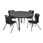 Regency Kee 36 in. Round Adjustable Classroom Table & 4 Andy 12 in. Stack Chairs - SchoolOutlet