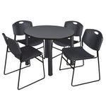 Regency Kee Round Versatile Breakroom Table with 4 Zeng Stack Chairs 36