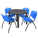 Regency Kee Round Versatile Breakroom Table with 4 M Stack Chairs 36
