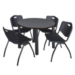 Regency Kee Round Versatile Breakroom Table with 4 M Stack Chairs 36