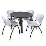 Regency Kee Round Versatile Breakroom Table with 4 M Stack Chairs 36