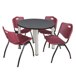 Regency Kee Round Versatile Breakroom Table with 4 M Stack Chairs 36