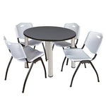 Regency Kee Round Versatile Breakroom Table with 4 M Stack Chairs 36