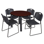 Regency Kee Round Versatile Breakroom Table with 4 Zeng Stack Chairs 36